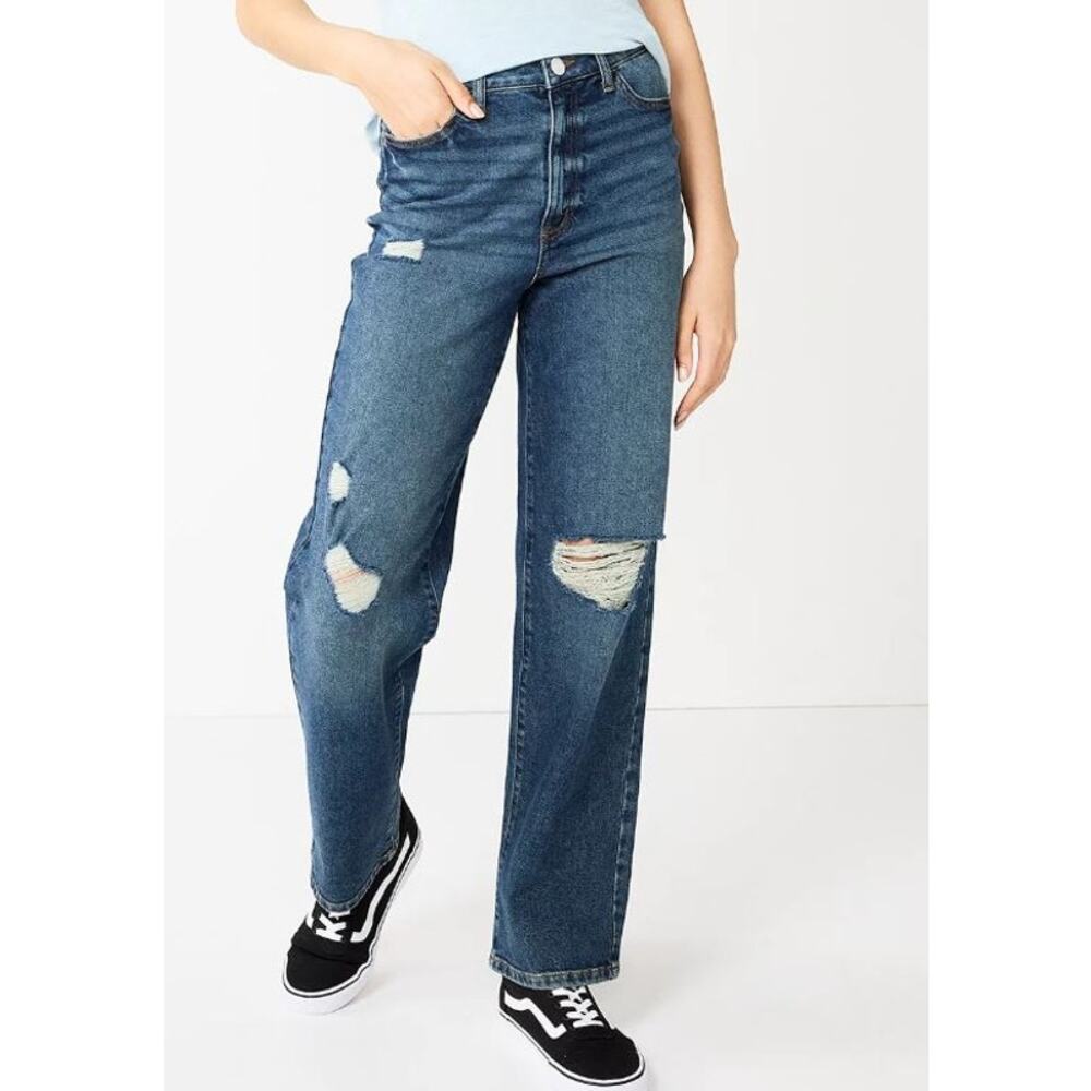 So Jeans Juniors 11 30 Baggy Dad Loose High Rise Shreds Straight Slouchy Relaxed